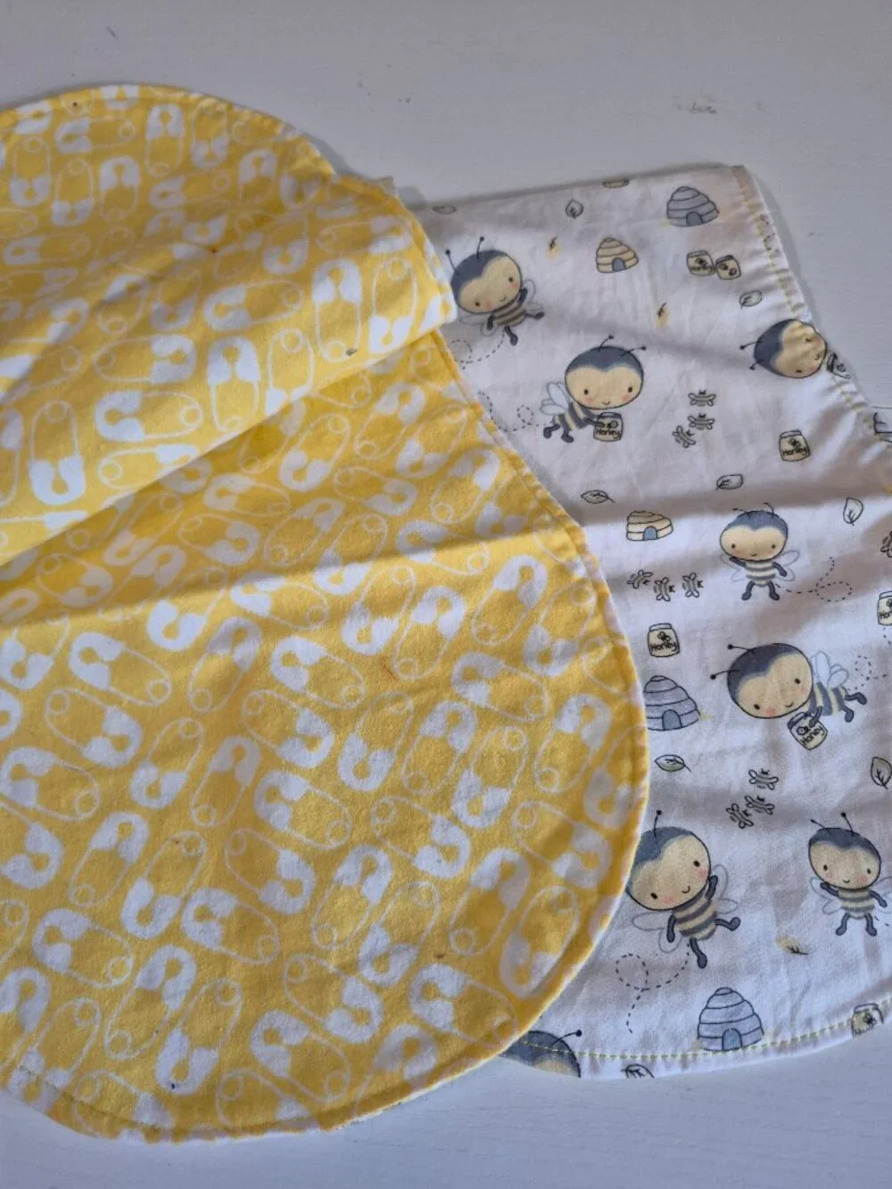 Bumblebee Burp Cloth 2 Pack | Handmade Yellow Flannel Contoured Baby Set